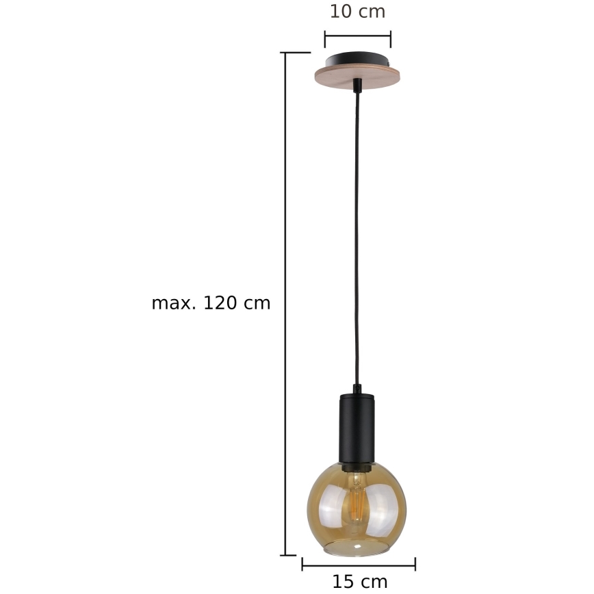 Hanglamp aan een koord JANTAR WOOD 1xE27/60W/230V