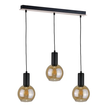 Hanglamp aan een koord JANTAR WOOD 3xE27/60W/230V