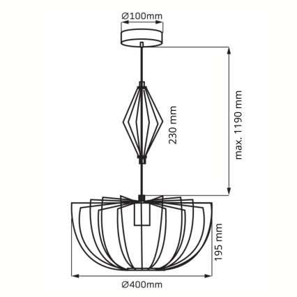 Hanglamp aan een koord JASMINA 1xE27/20W/230V diameter 40 cm goud