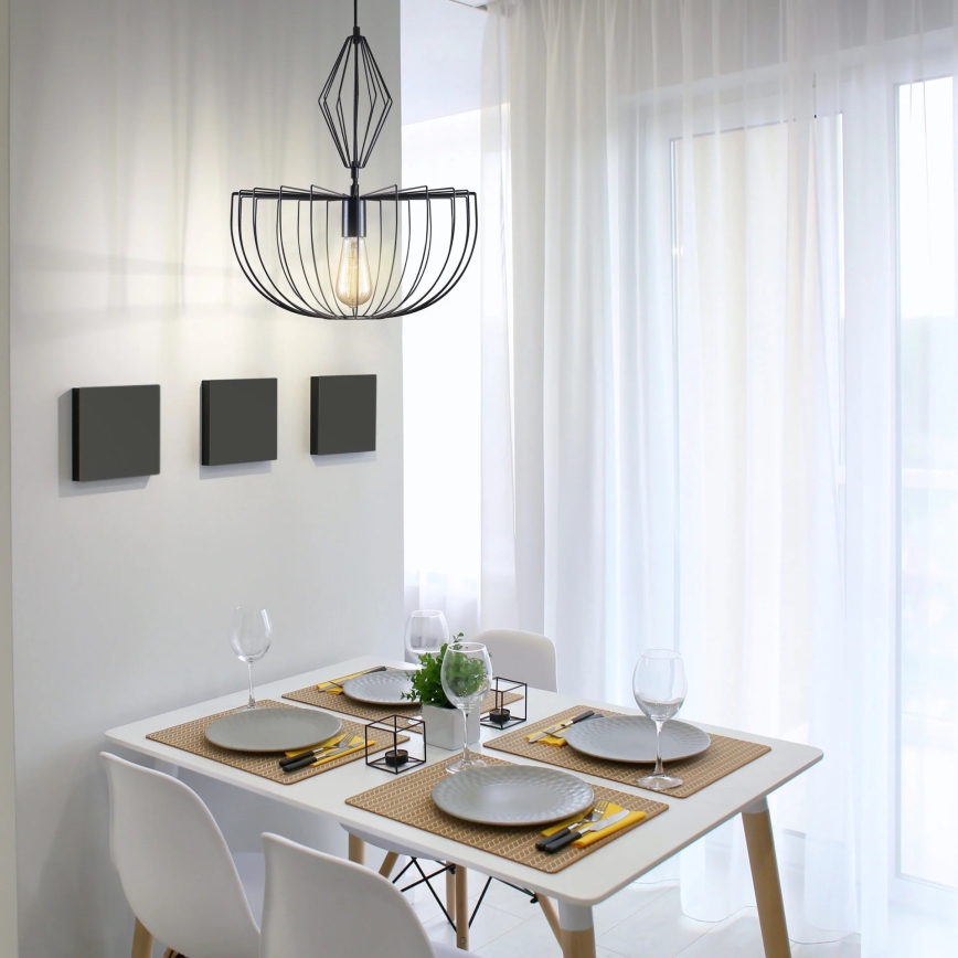Hanglamp aan een koord JASMINA 1xE27/20W/230V diameter 40 cm zwart