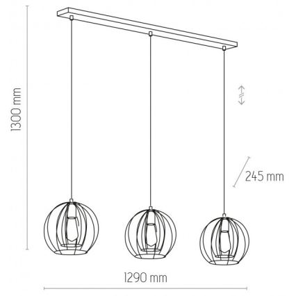 Hanglamp aan een koord JAULA 3xE27/60W/230V