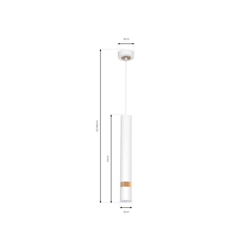 Hanglamp aan een koord JOKER WHITE WOOD 1xGU10/8W/230V