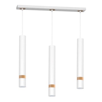 Hanglamp aan een koord JOKER WHITE WOOD 3xGU10/8W/230V