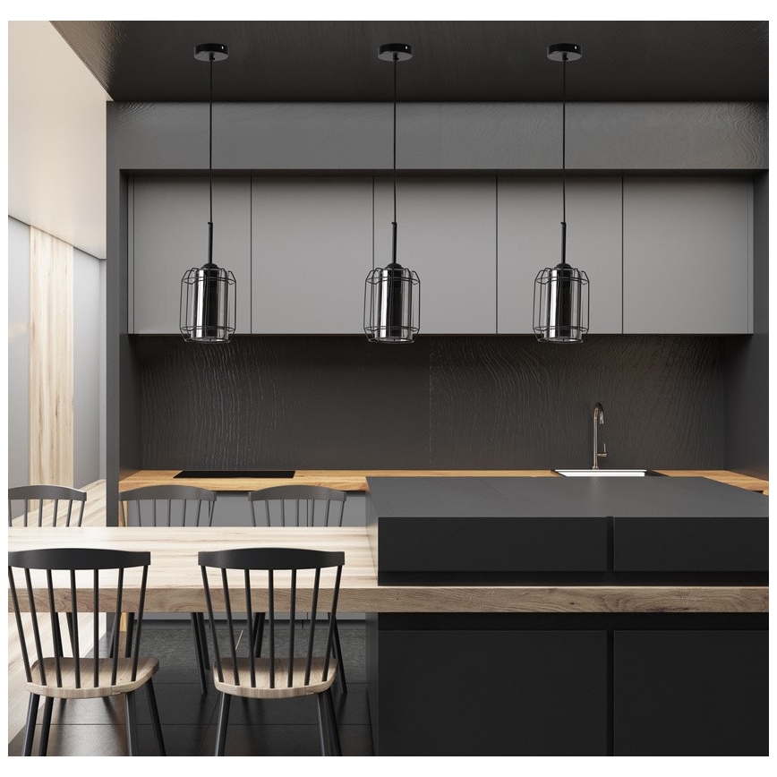 Hanglamp aan een koord JONERA 1xE27/40W/230V zwart