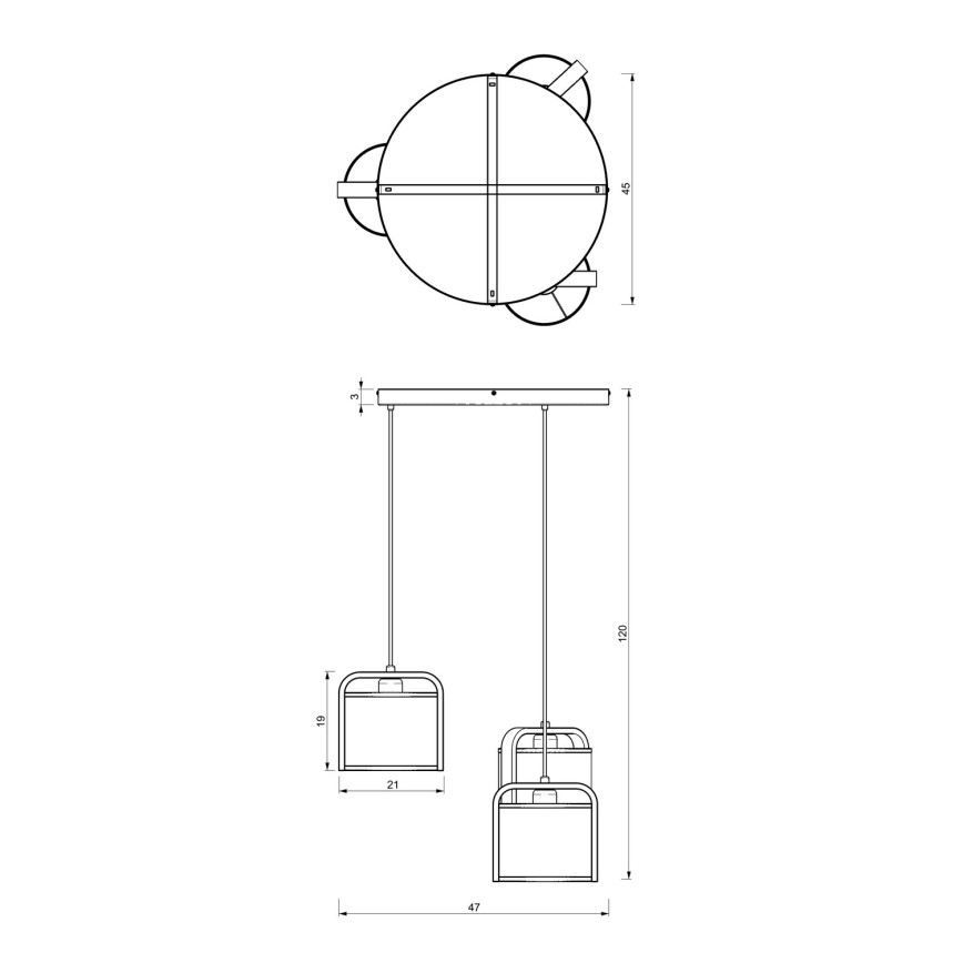 Hanglamp aan een koord JONKO 3xE27/60W/230V