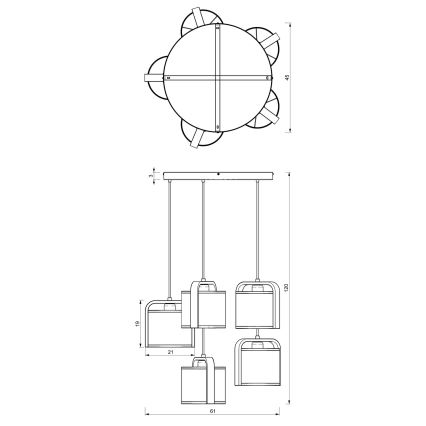 Hanglamp aan een koord JONKO 5xE27/60W/230V