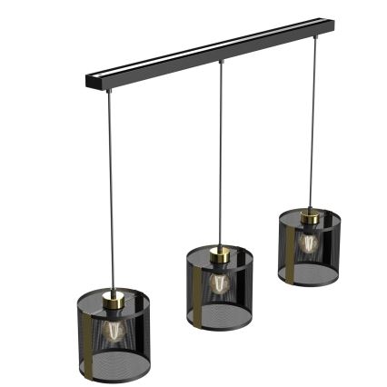 Hanglamp aan een koord KAGA 3xE27/60W/230V zwart/gouden