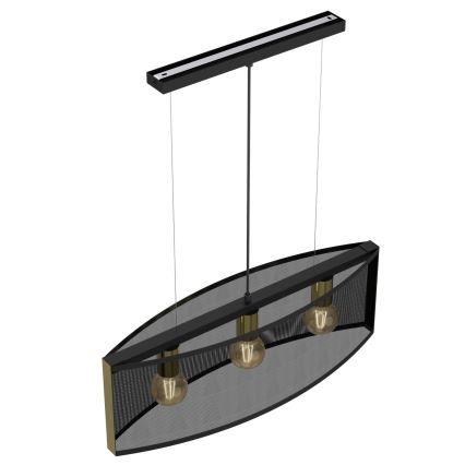 Hanglamp aan een koord KAGA 3xE27/60W/230V zwart/gouden