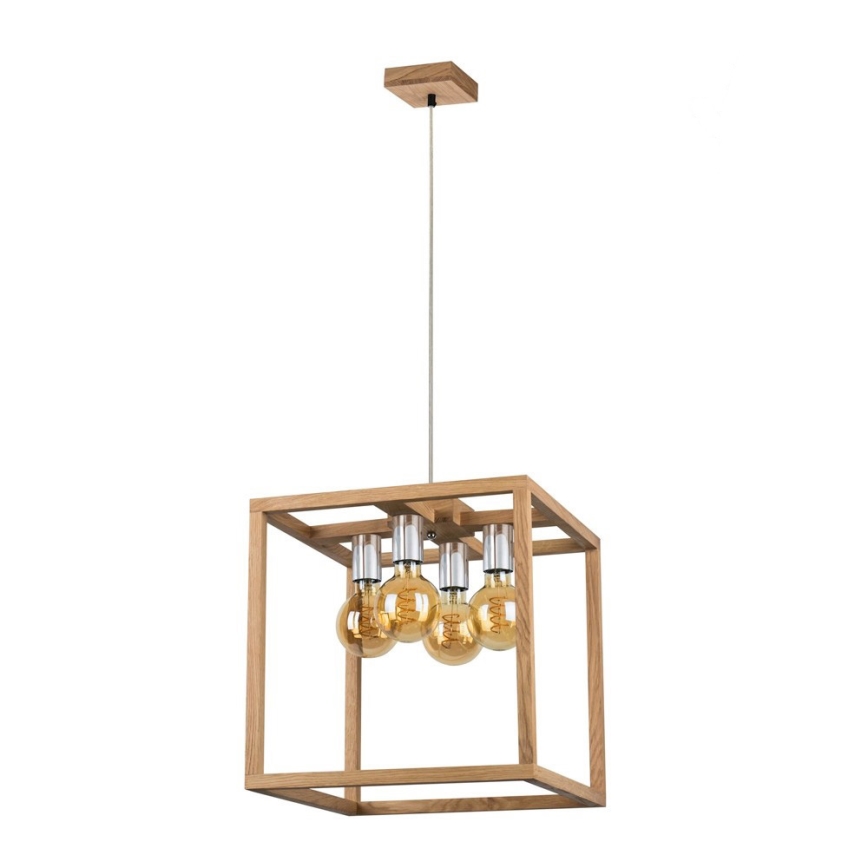 Hanglamp aan een koord KAGO 4xE27/60W/230V eiken