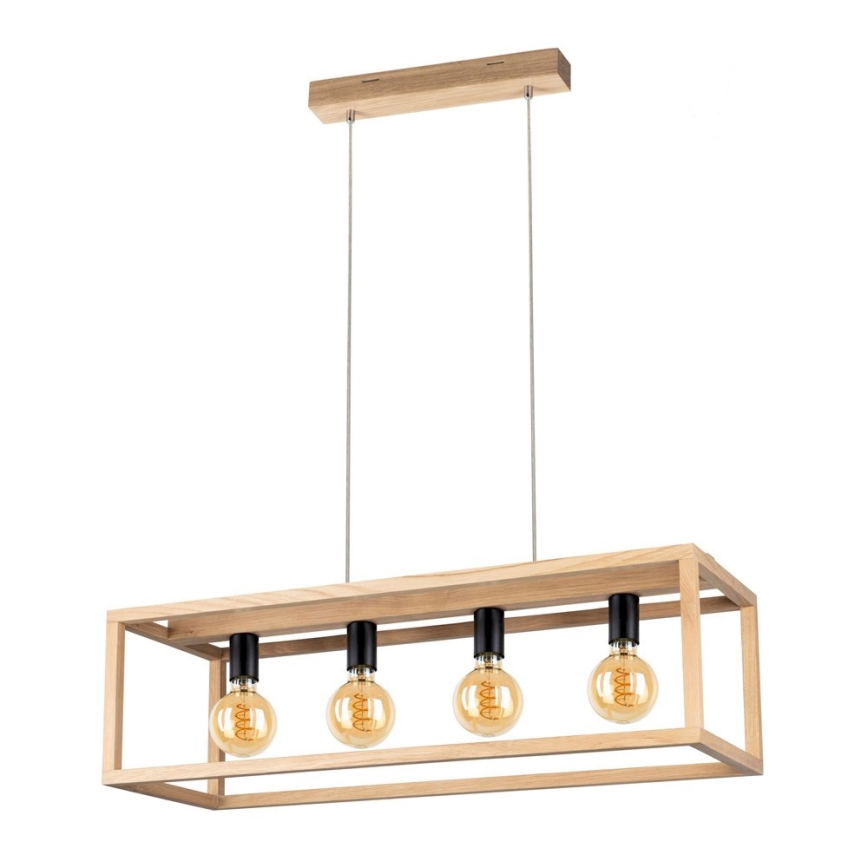 Hanglamp aan een koord KAGO 4xE27/60W/230V mat eiken