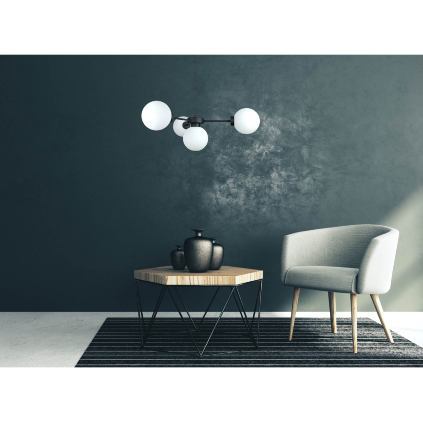Hanglamp aan een koord KALIOPE 4xE14/50W/230V zwart/wit