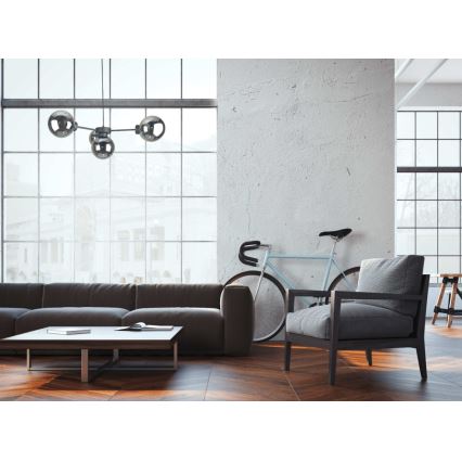 Hanglamp aan een koord KALIOPE II 4xE14/50W/230V zwart/gerookt zwart