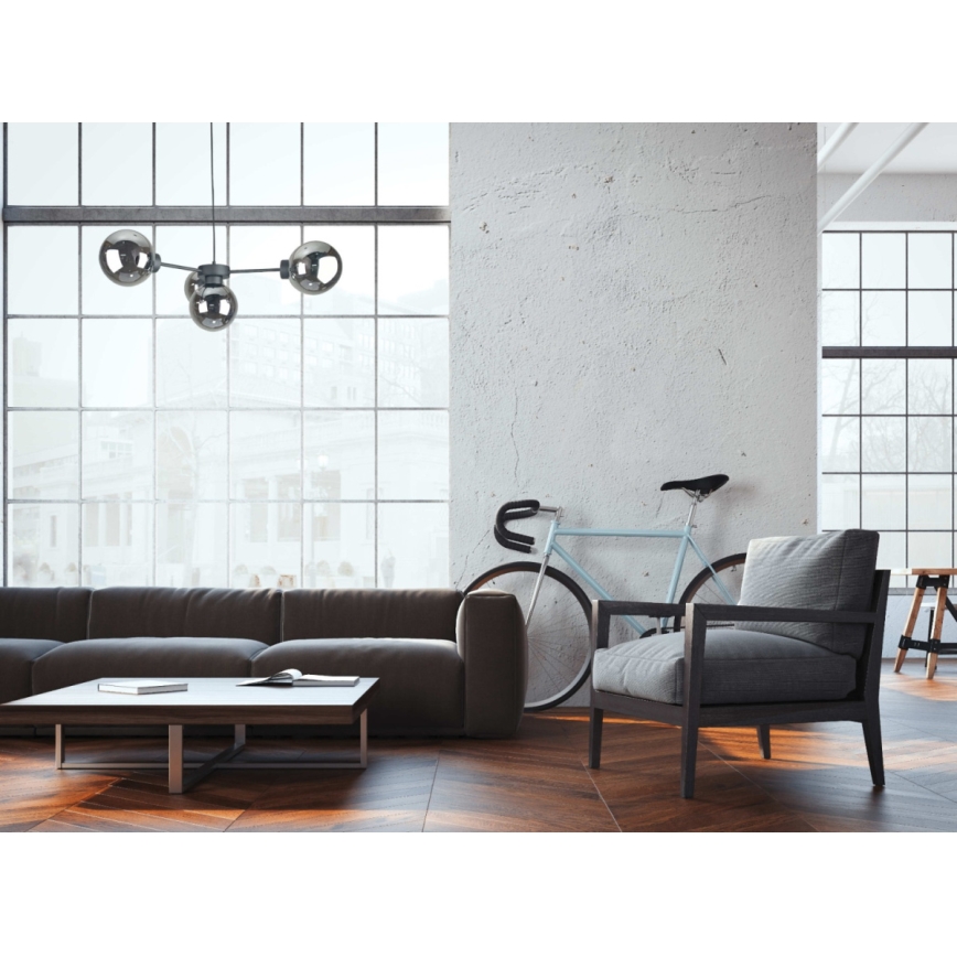 Hanglamp aan een koord KALIOPE II 4xE14/50W/230V zwart/gerookt zwart