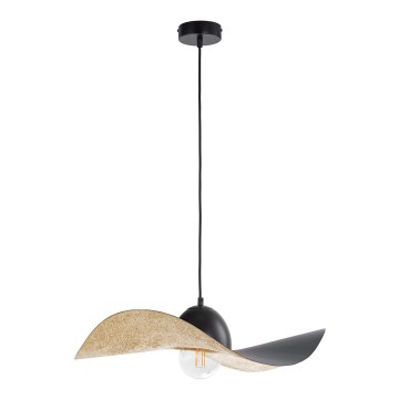 Hanglamp aan een koord KAPELLO 1xE27/60W/230V diameter 55 cm zwart/gouden