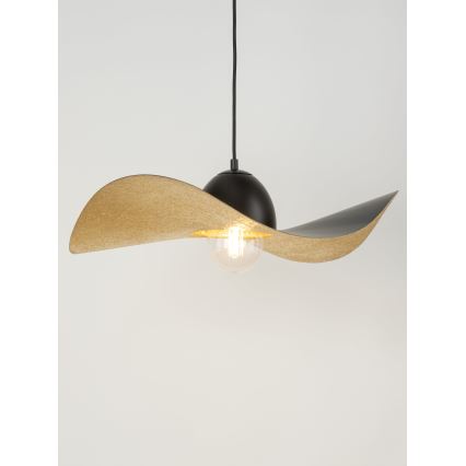 Hanglamp aan een koord KAPELLO 1xE27/60W/230V diameter 55 cm zwart/gouden