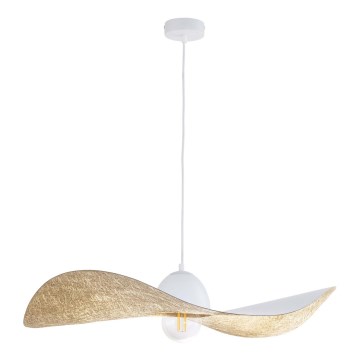 Hanglamp aan een koord KAPELLO 1xE27/60W/230V diameter 76 cm wit/gouden