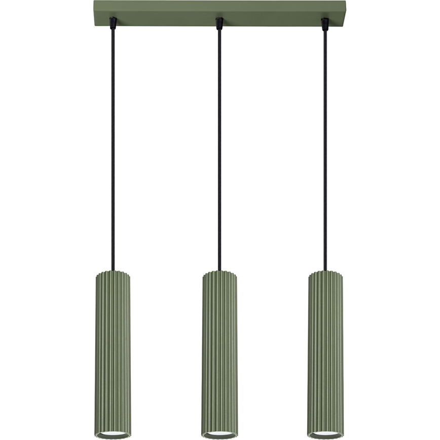 Hanglamp aan een koord KARBON 3xGU10/10W/230V groen