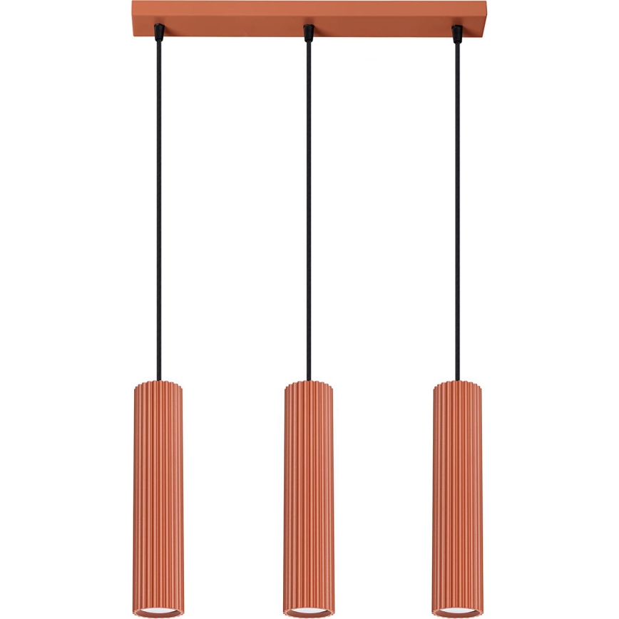 Hanglamp aan een koord KARBON 3xGU10/10W/230V rood