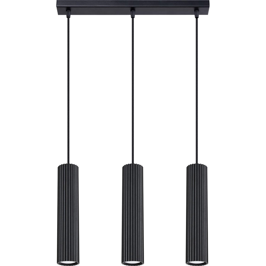 Hanglamp aan een koord KARBON 3xGU10/10W/230V zwart