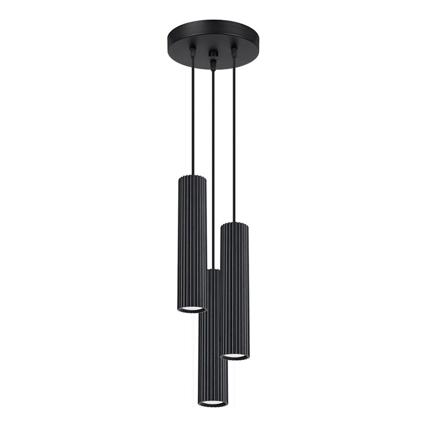 Hanglamp aan een koord KARBON 3xGU10/10W/230V zwart