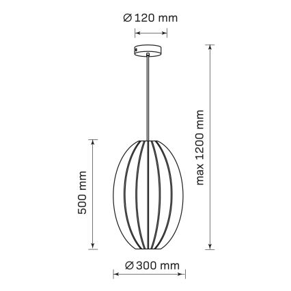 Hanglamp aan een koord KAREI 1xE27/20W/230V diameter 30 cm zwart