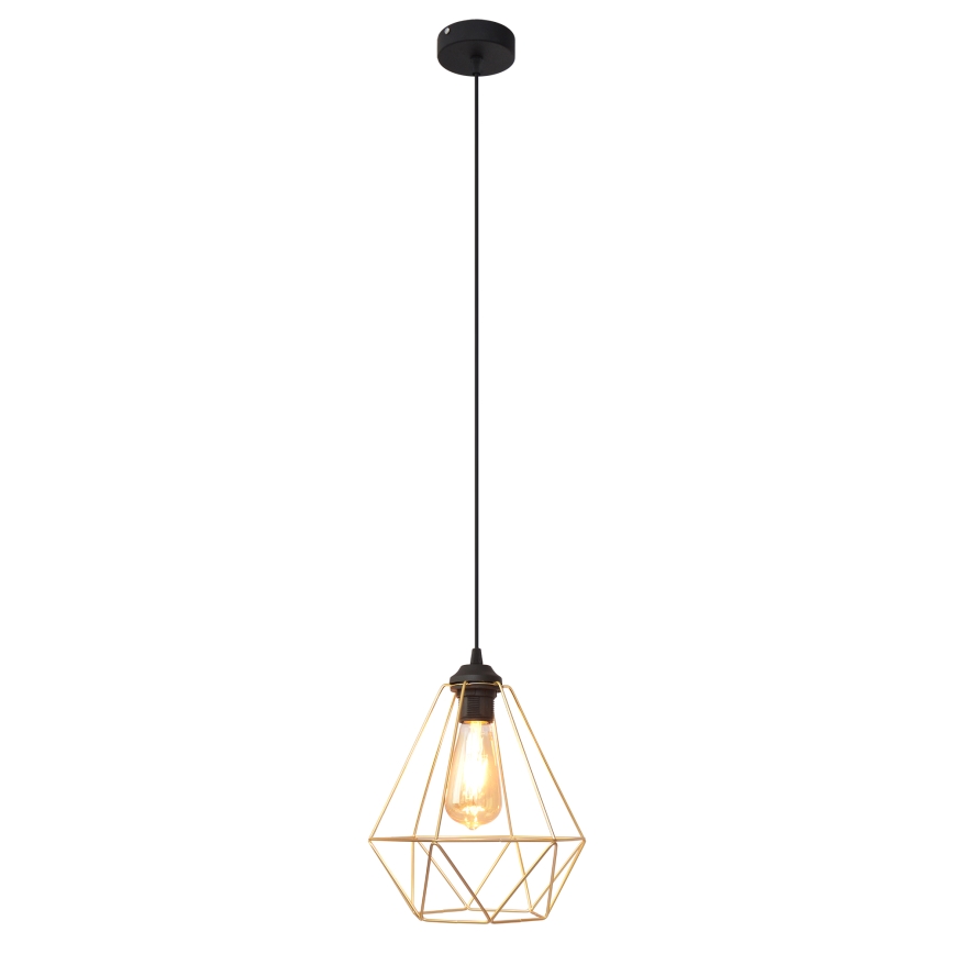 Hanglamp aan een koord KARO 1xE27/15W/230V goud/zwart