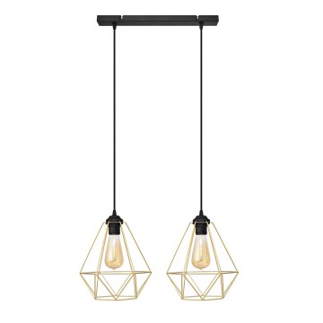 Hanglamp aan een koord KARO 2xE27/15W/230V goud/zwart