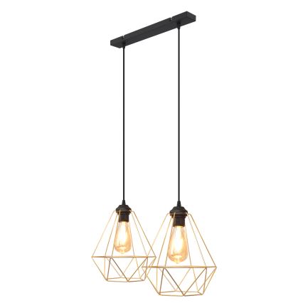 Hanglamp aan een koord KARO 2xE27/15W/230V goud/zwart