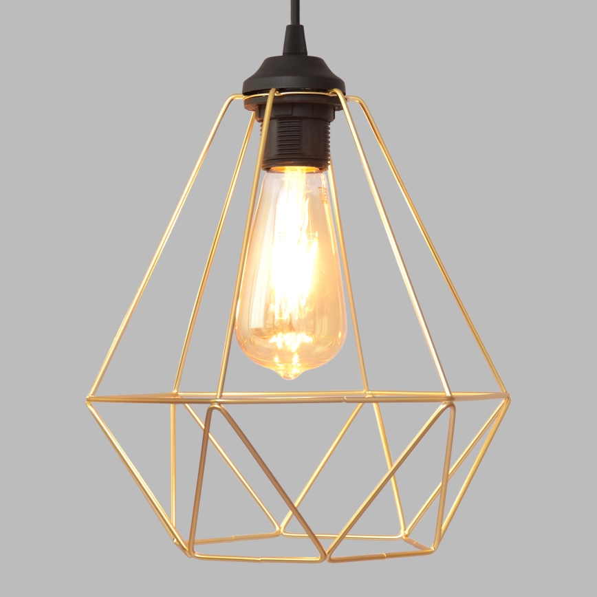 Hanglamp aan een koord KARO 2xE27/15W/230V goud/zwart