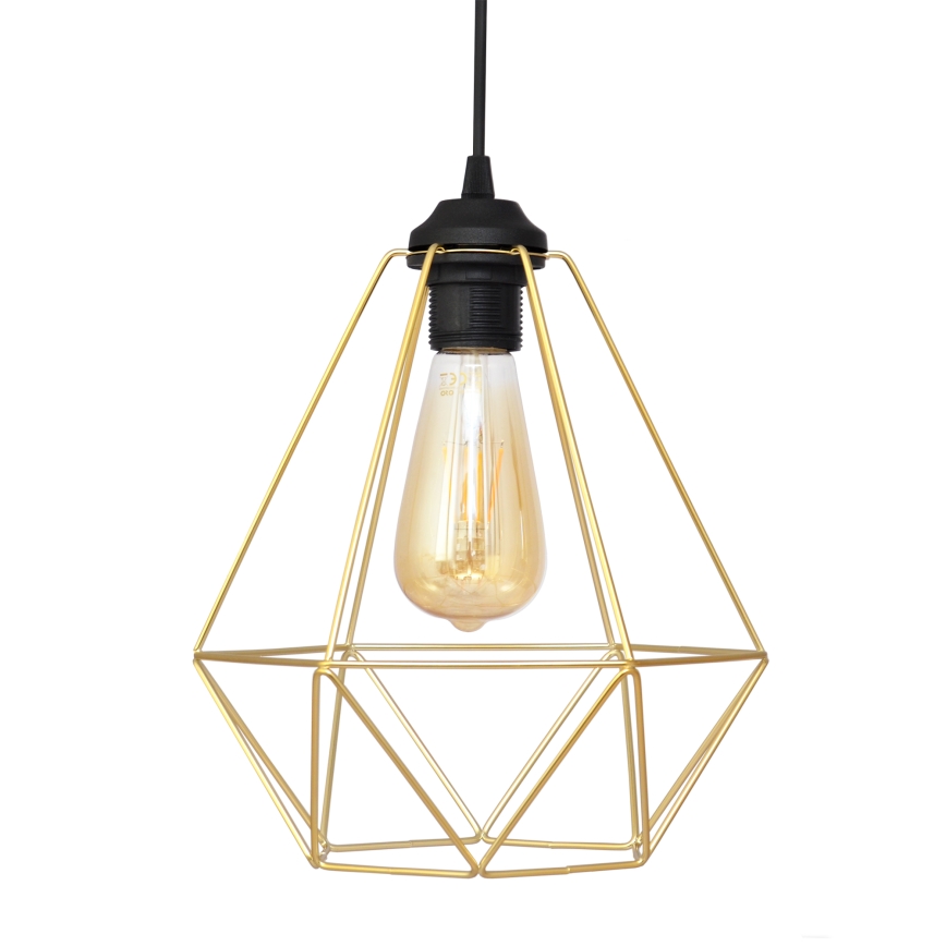 Hanglamp aan een koord KARO 2xE27/15W/230V goud/zwart