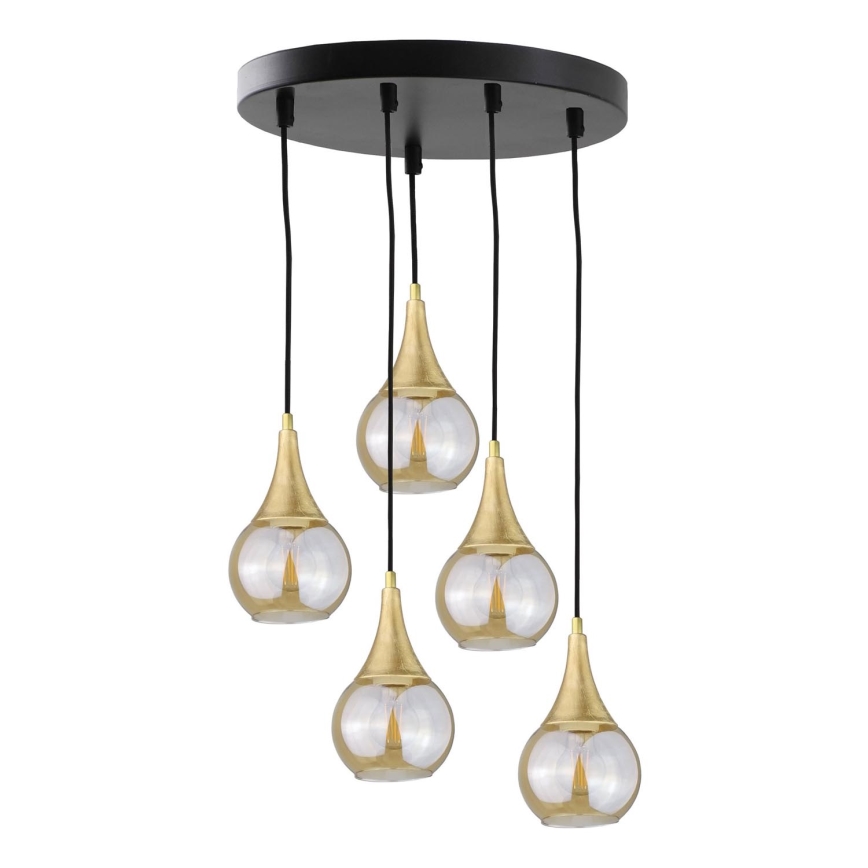 Hanglamp aan een koord LACRIMA HONEY 5xE27/60W/230V diameter 45 cm