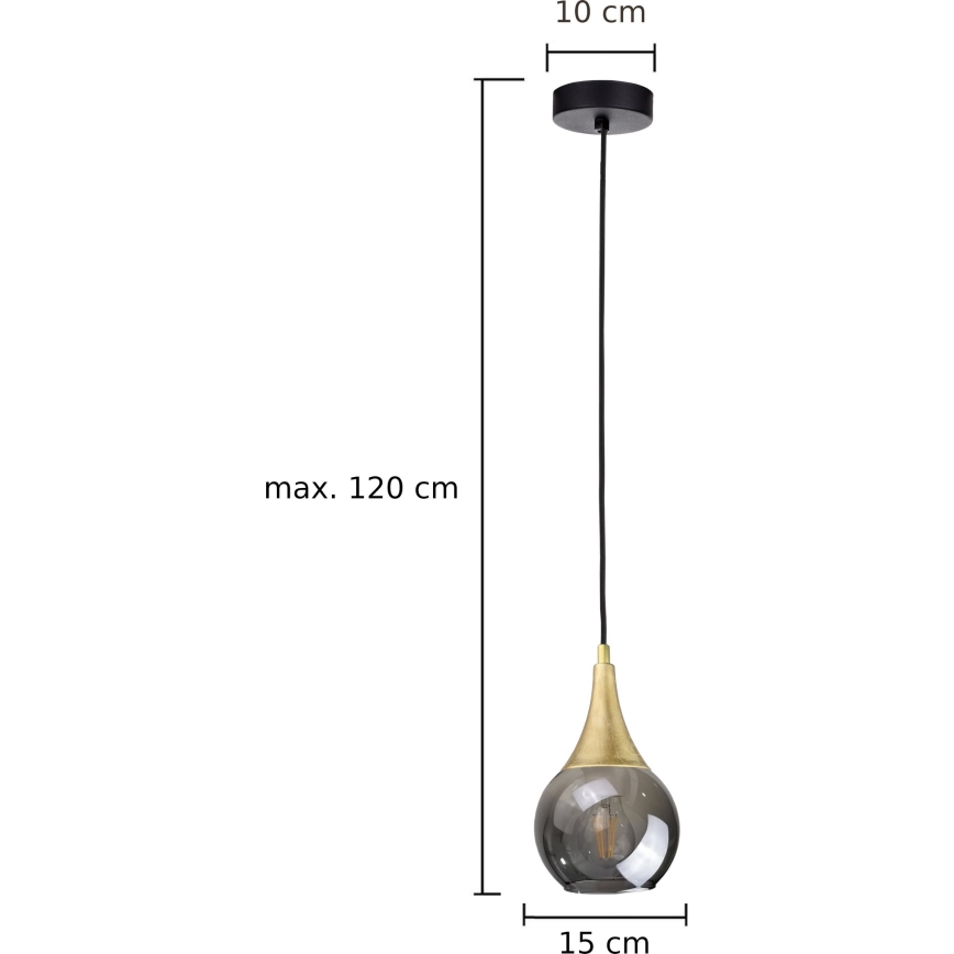 Hanglamp aan een koord LACRIMA SMOKY 1xE27/60W/230V