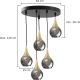 Hanglamp aan een koord LACRIMA SMOKY 5xE27/60W/230V diameter 45 cm