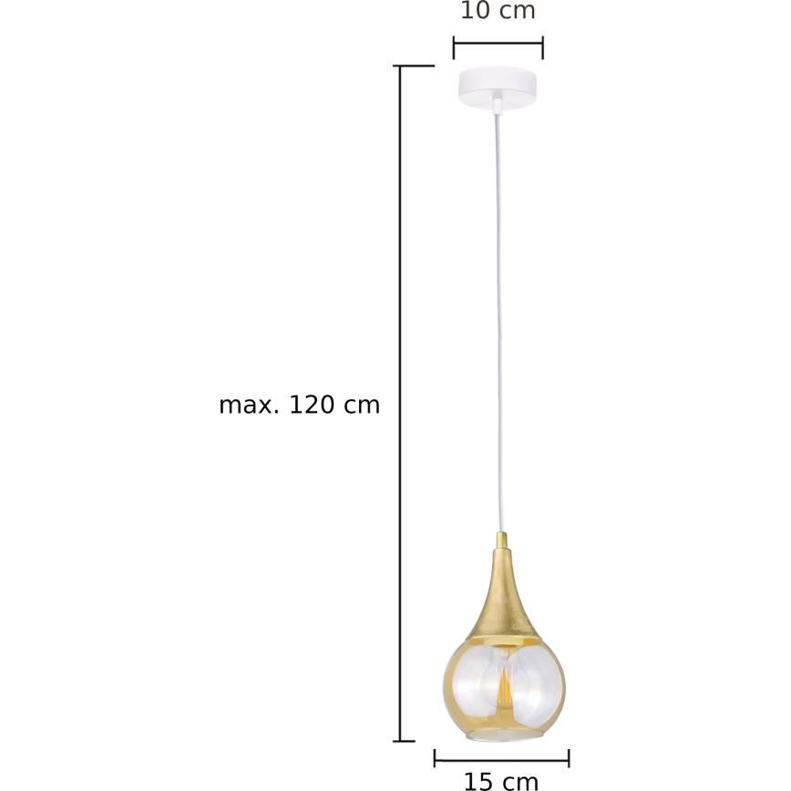 Hanglamp aan een koord LACRIMA WHITE 1xE27/60W/230V