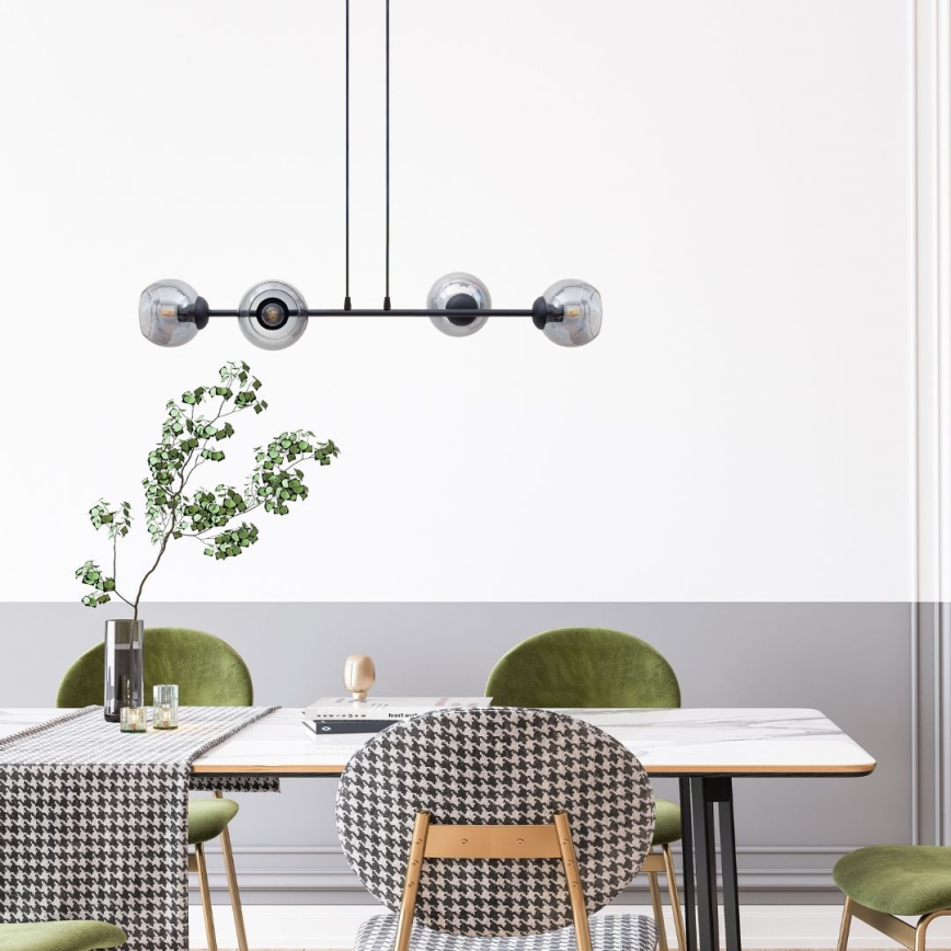 Hanglamp aan een koord LATIL 4xE27/60W/230V zwart