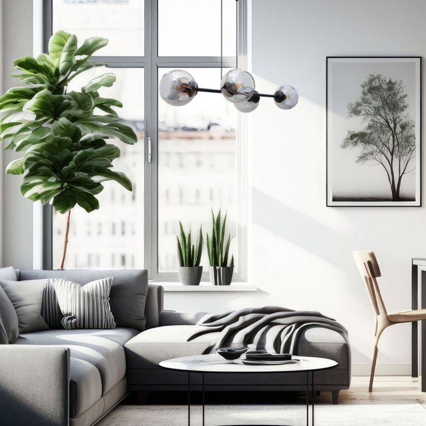 Hanglamp aan een koord LATIL 4xE27/60W/230V zwart
