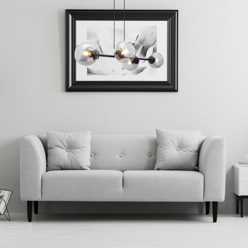 Hanglamp aan een koord LATIL 4xE27/60W/230V zwart