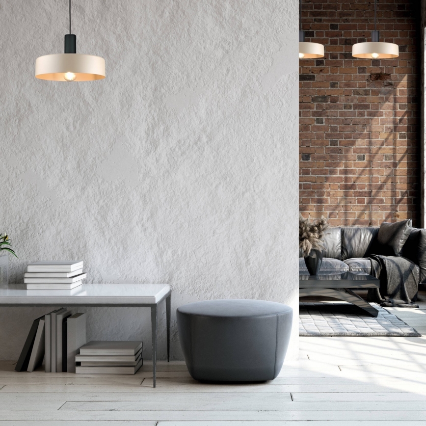 Hanglamp aan een koord LATTE 1xE27/60W/230V beige/zwart