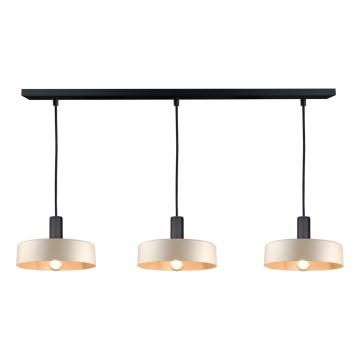 Hanglamp aan een koord LATTE 3xE27/60W/230V beige/zwart