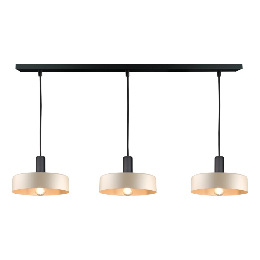 Hanglamp aan een koord LATTE 3xE27/60W/230V beige/zwart