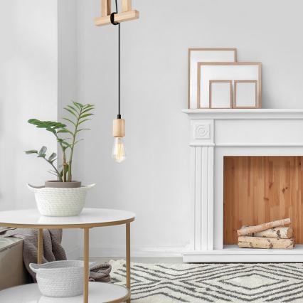 Hanglamp aan een koord LEON 1xE27/60W/230V beuken - FSC gecertificeerd