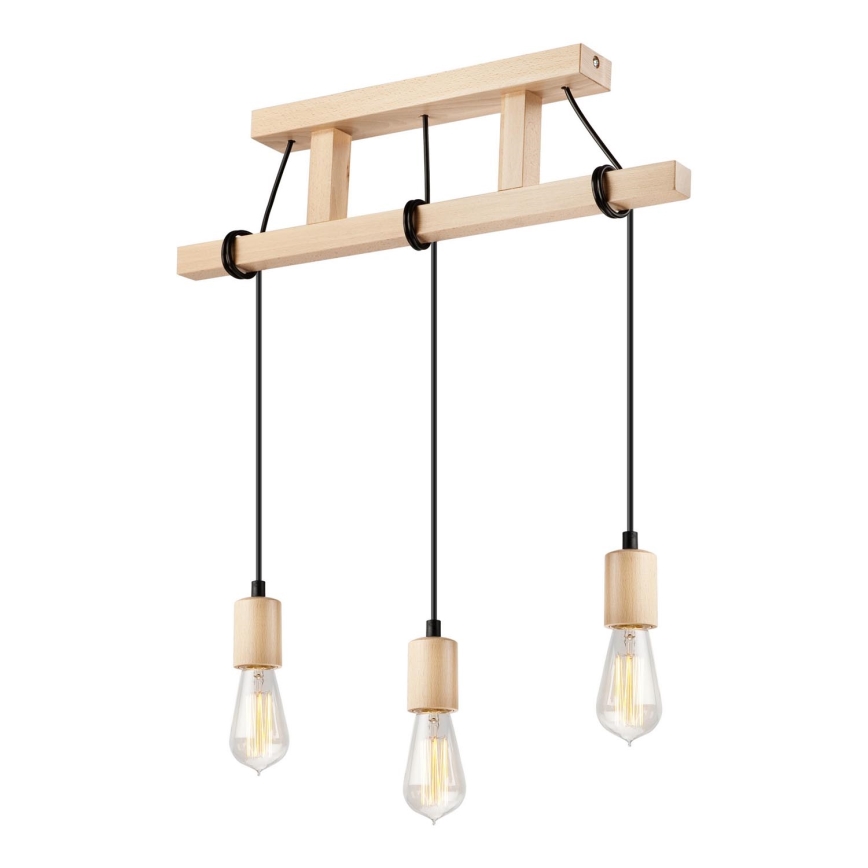 Hanglamp aan een koord LEON 3xE27/60W/230V beuken