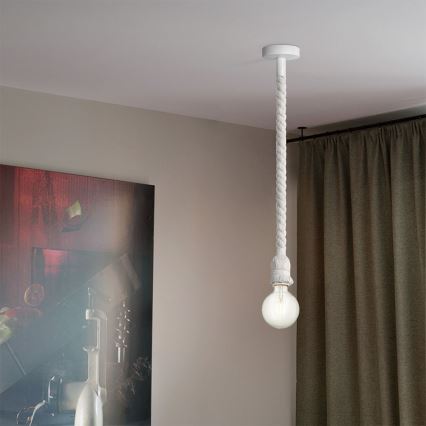 Hanglamp aan een koord LEONARDO ROPE 1xE27/10W/230V wit