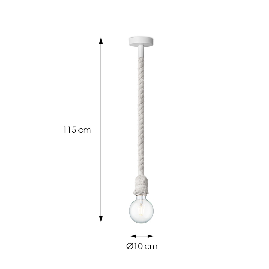 Hanglamp aan een koord LEONARDO ROPE 1xE27/10W/230V wit