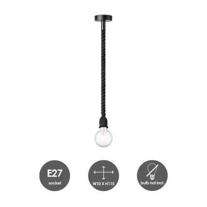 Hanglamp aan een koord LEONARDO ROPE 1xE27/10W/230V zwart