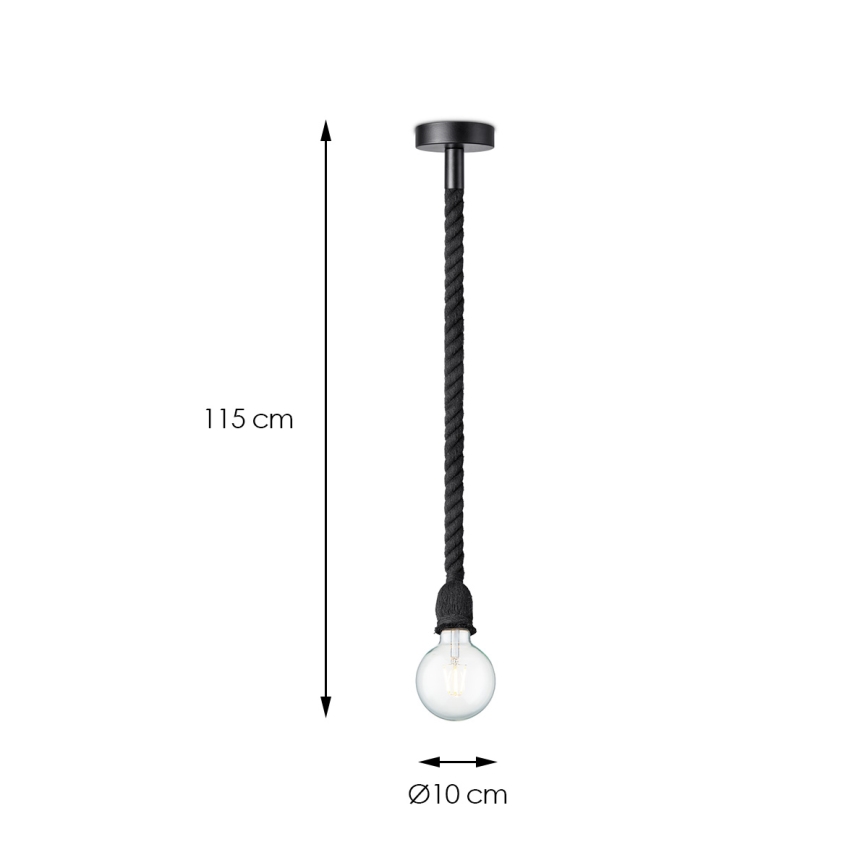 Hanglamp aan een koord LEONARDO ROPE 1xE27/10W/230V zwart