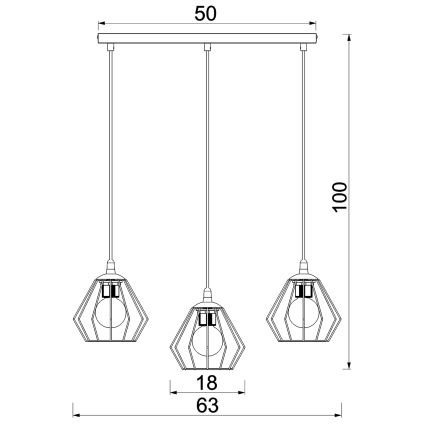 Hanglamp aan een koord LETI 3xE27/15W/230W zwart