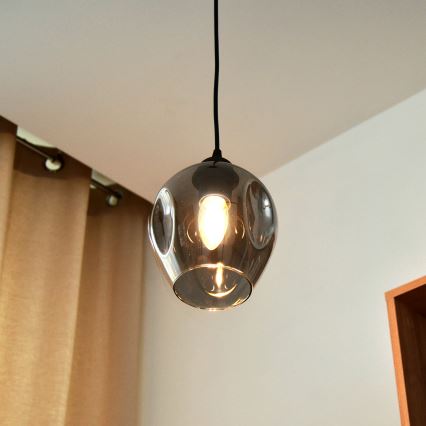 Hanglamp aan een koord LILI 1xE27/15W/230V zwart/grijs
