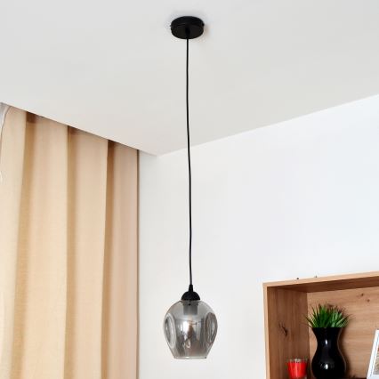 Hanglamp aan een koord LILI 1xE27/15W/230V zwart/grijs