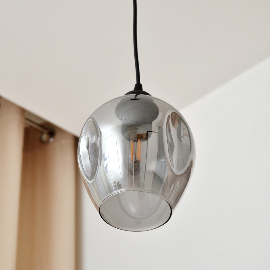 Hanglamp aan een koord LILI 1xE27/15W/230V zwart/grijs